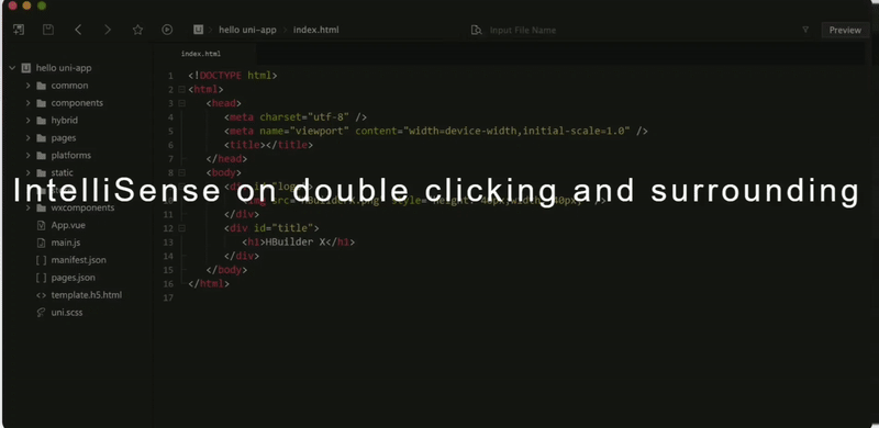 GIF of HBuilderX Markdown preview staying locked to the editor caret